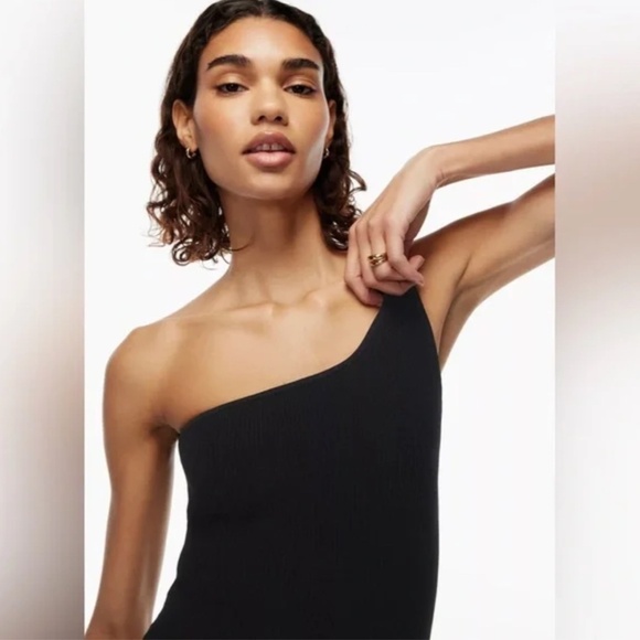 Babaton NWT Sculpt Knit One-Shoulder Dress - Black - Size Small - Picture 4 of 14